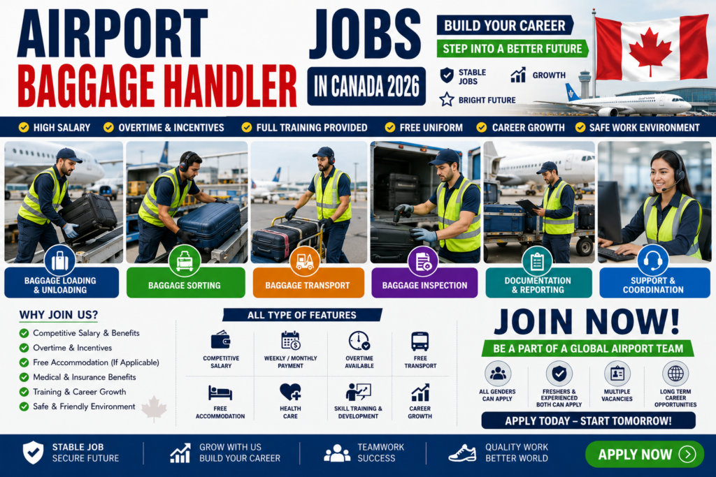 Airport Baggage Handler Jobs in Canada 2026 – High Salary – Apply Online for Latest Vacancies