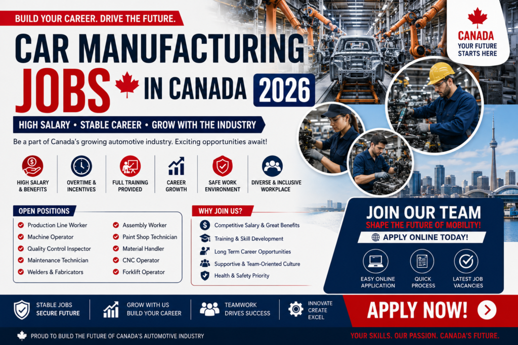 Car Manufacturing Jobs in Canada 2026 – High Salary – Apply Online for Latest Vacancies