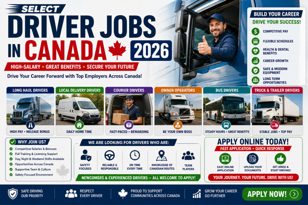 Driver Jobs in Canada 2026 – High-Salary – Apply Online for Latest Vacancies